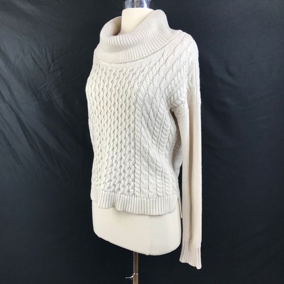 American Eagle Beige Cowl Neck Cable Knit Sweater - Picture 4 of 8